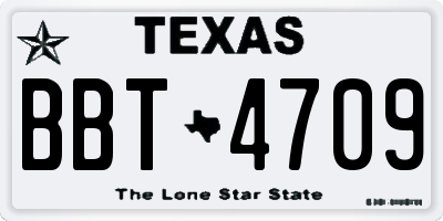 TX license plate BBT4709
