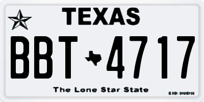 TX license plate BBT4717