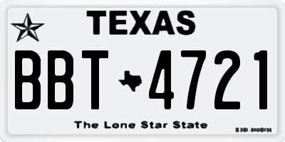 TX license plate BBT4721
