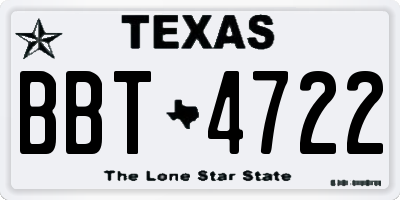 TX license plate BBT4722