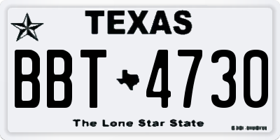 TX license plate BBT4730