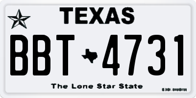 TX license plate BBT4731