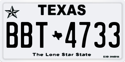 TX license plate BBT4733