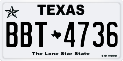 TX license plate BBT4736