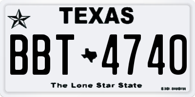 TX license plate BBT4740