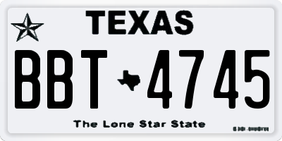 TX license plate BBT4745