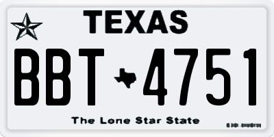 TX license plate BBT4751