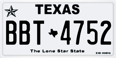 TX license plate BBT4752