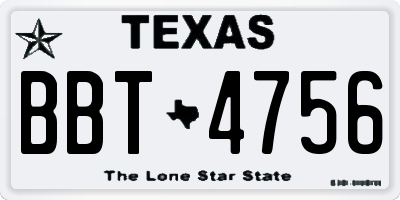 TX license plate BBT4756