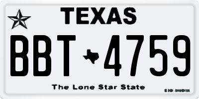 TX license plate BBT4759