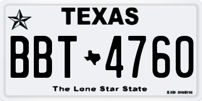 TX license plate BBT4760