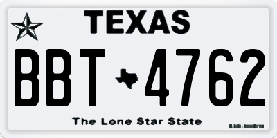 TX license plate BBT4762