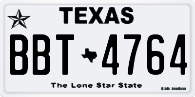 TX license plate BBT4764