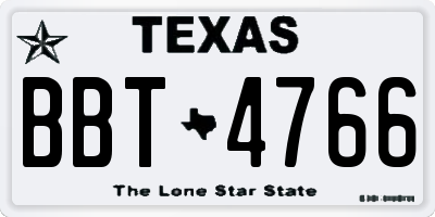 TX license plate BBT4766