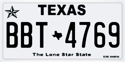 TX license plate BBT4769