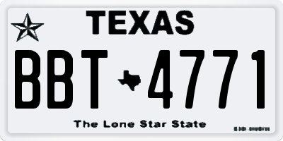 TX license plate BBT4771