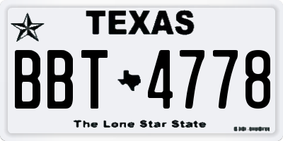 TX license plate BBT4778