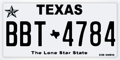 TX license plate BBT4784