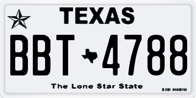 TX license plate BBT4788