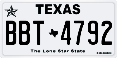 TX license plate BBT4792