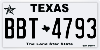 TX license plate BBT4793