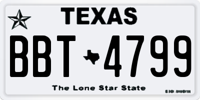 TX license plate BBT4799