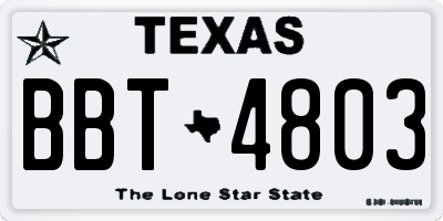 TX license plate BBT4803