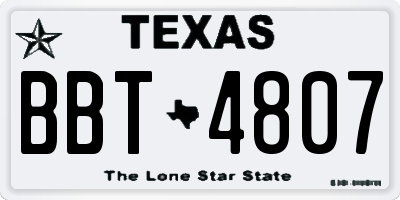 TX license plate BBT4807
