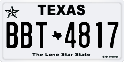 TX license plate BBT4817
