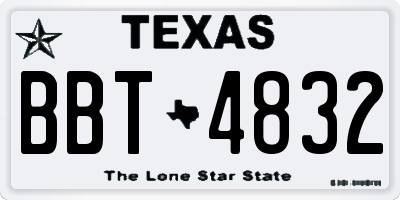 TX license plate BBT4832