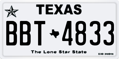 TX license plate BBT4833
