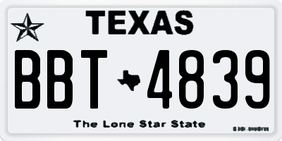 TX license plate BBT4839