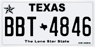 TX license plate BBT4846