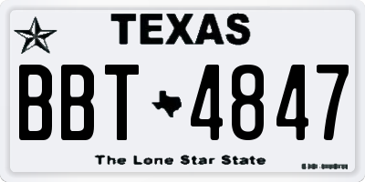 TX license plate BBT4847