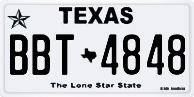 TX license plate BBT4848