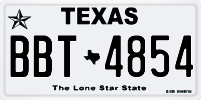 TX license plate BBT4854