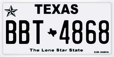 TX license plate BBT4868