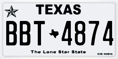 TX license plate BBT4874