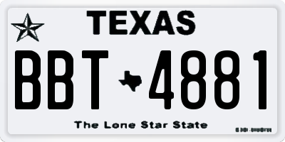 TX license plate BBT4881