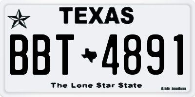 TX license plate BBT4891