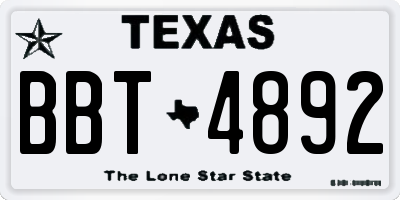 TX license plate BBT4892