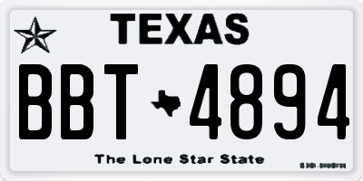 TX license plate BBT4894