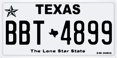 TX license plate BBT4899