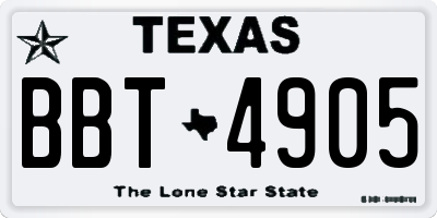 TX license plate BBT4905