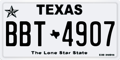 TX license plate BBT4907