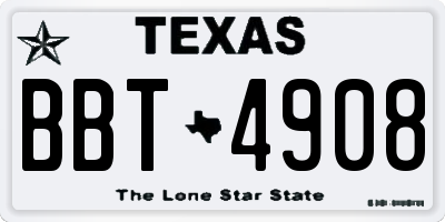 TX license plate BBT4908
