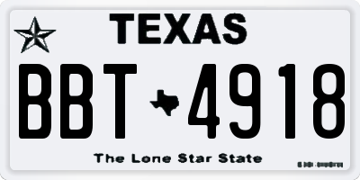 TX license plate BBT4918