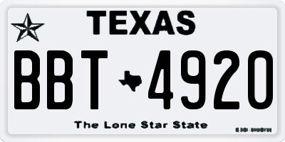 TX license plate BBT4920