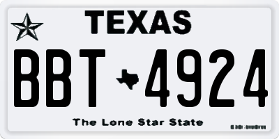 TX license plate BBT4924