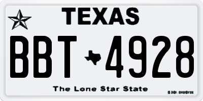 TX license plate BBT4928